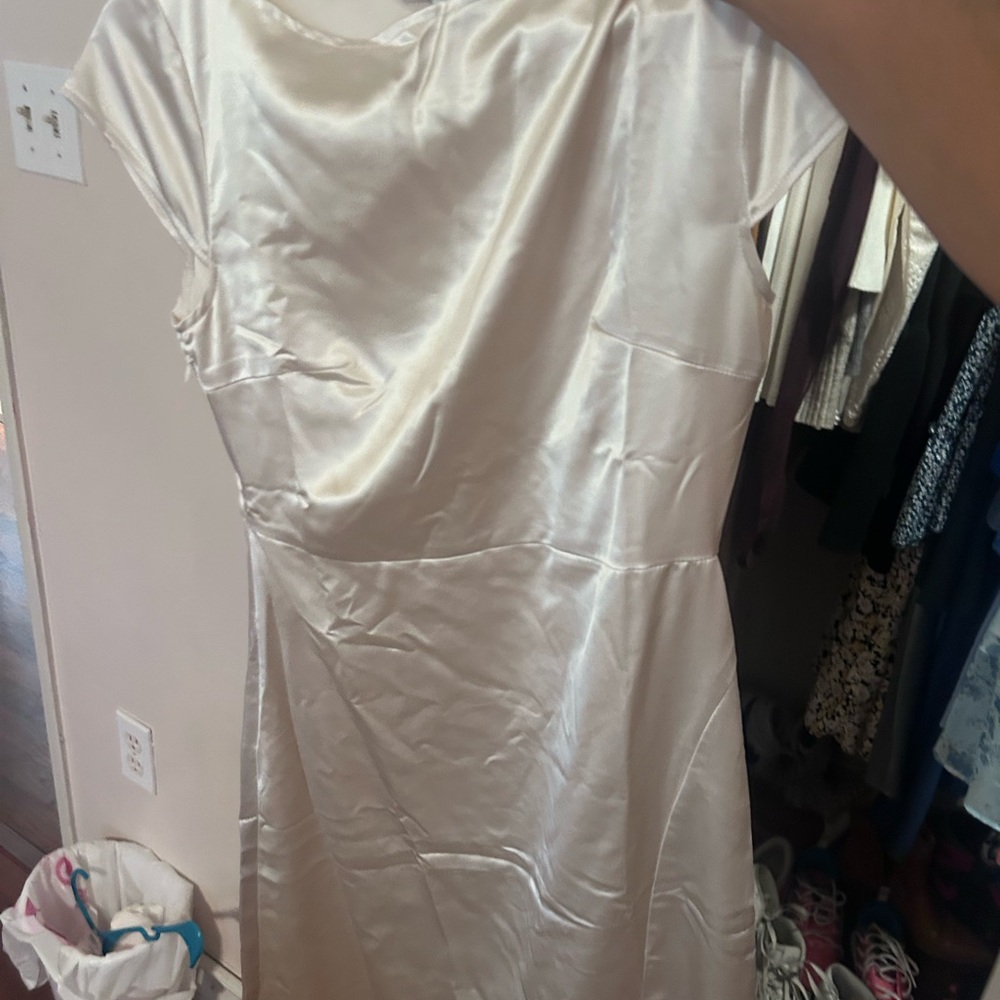 Elegant Cream Satin Dress